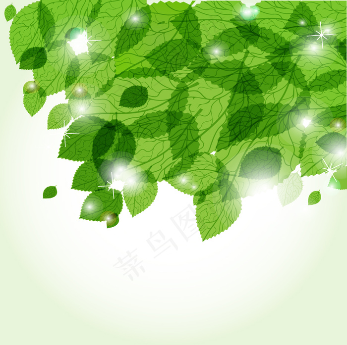 矢量素材春天绿色树叶枝条