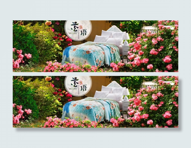 碎花床上用品四件套促销海报psd模版下载