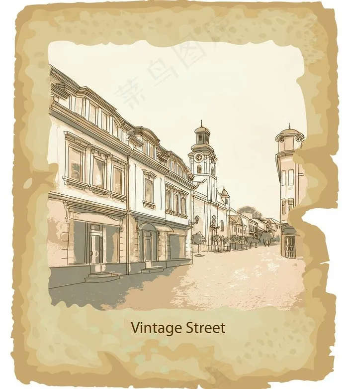 怀旧城市建筑图片eps,ai矢量模版下载