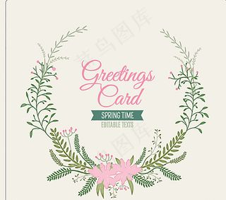 素雅花环贺卡矢量素材图片