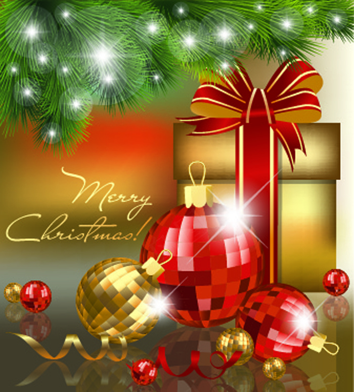 华丽圣诞挂件礼品卡矢量03