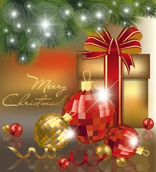 华丽圣诞挂件礼品卡矢量03