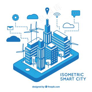 蓝色等距科技城