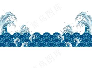 蓝色海浪波浪PNG元素