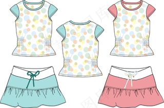 矢量童装Ｔ恤款式图免费下载