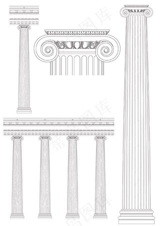 精美古典罗马柱矢量素材