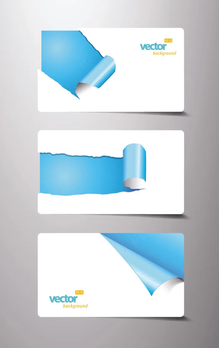 撕纸翻页效果卡片矢量素模板