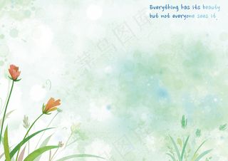 浪漫花卉粉彩绿色信纸海报背景