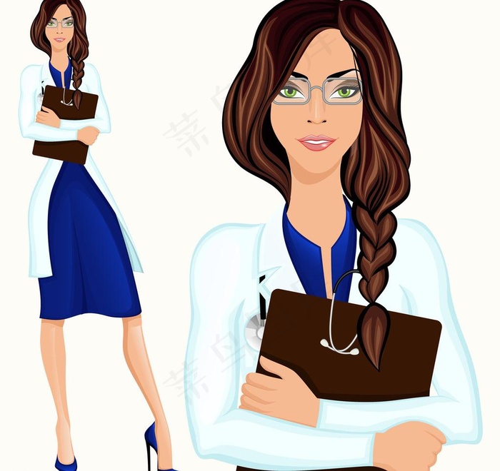 手绘女医生图片