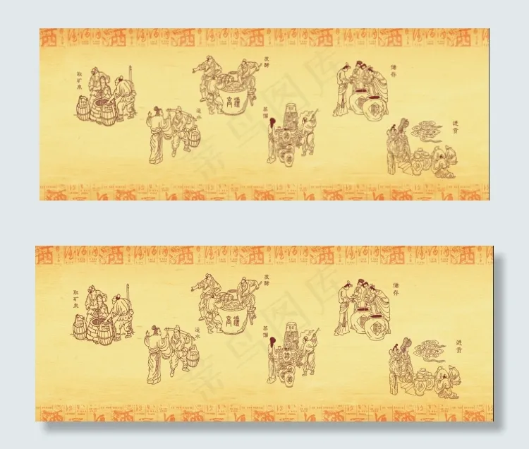 古代制酒工艺流程图(7370X2835(DPI:72))psd模版下载