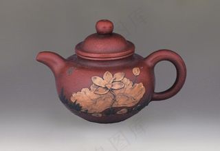 荷花图 紫砂壶图片