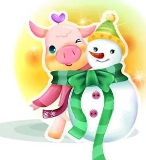 2007最新韩国新春情侣猪矢量图0...