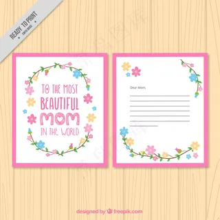 粉红色的母亲节问候与情感短语