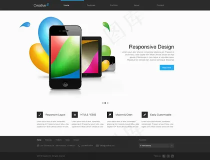 简洁手机网站模板psd素材