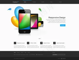 简洁手机网站模板psd素材