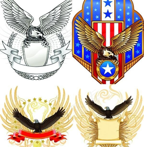 各种实用的鹰主题装饰图案矢量素材