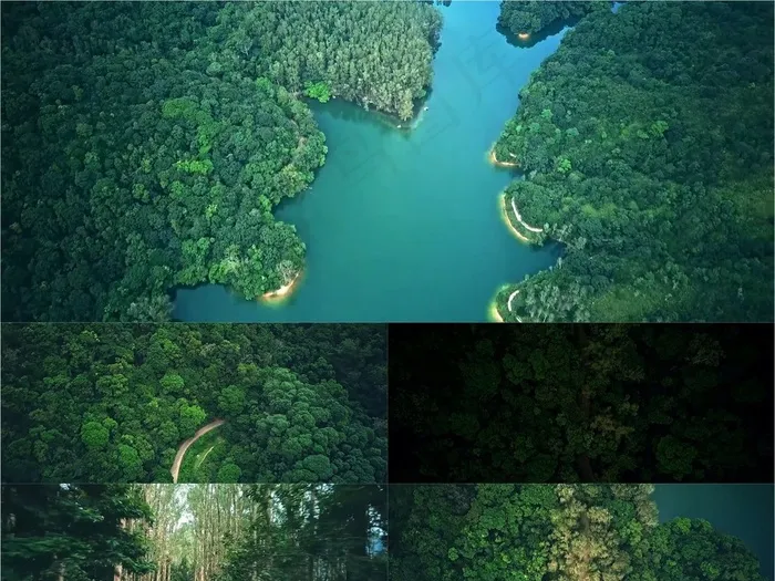 航拍香港青山绿水水库水资源