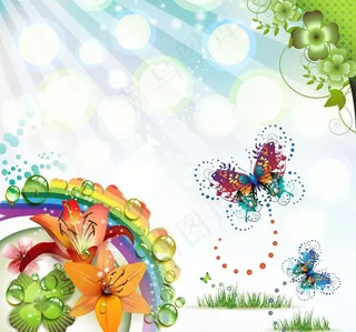 梦幻花纹花朵蝴蝶图片