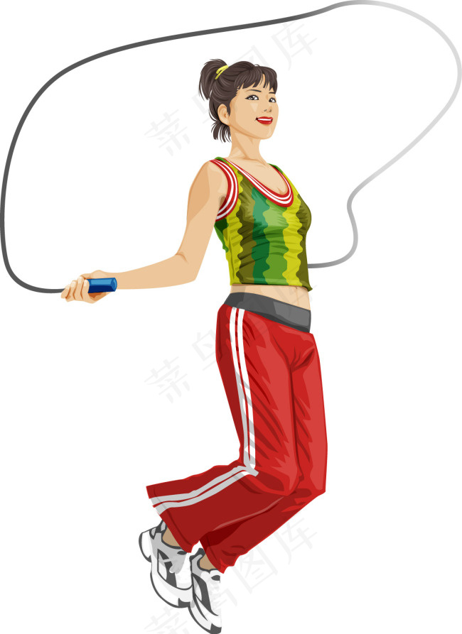 跳绳美女ai矢量模版下载