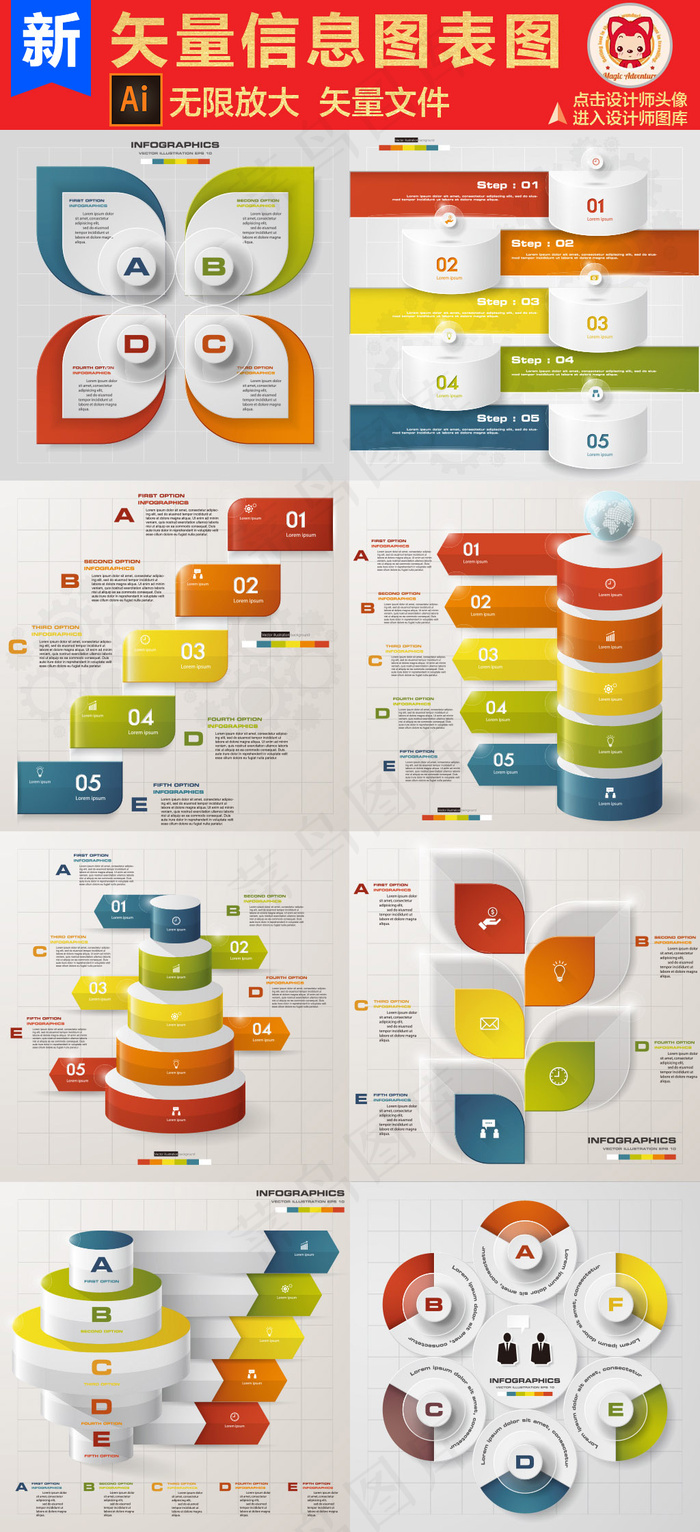 信息图表时间轴PPT矢量设计素材