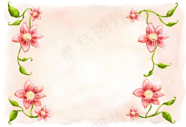 红色花朵明信片背景模板psd模版下载