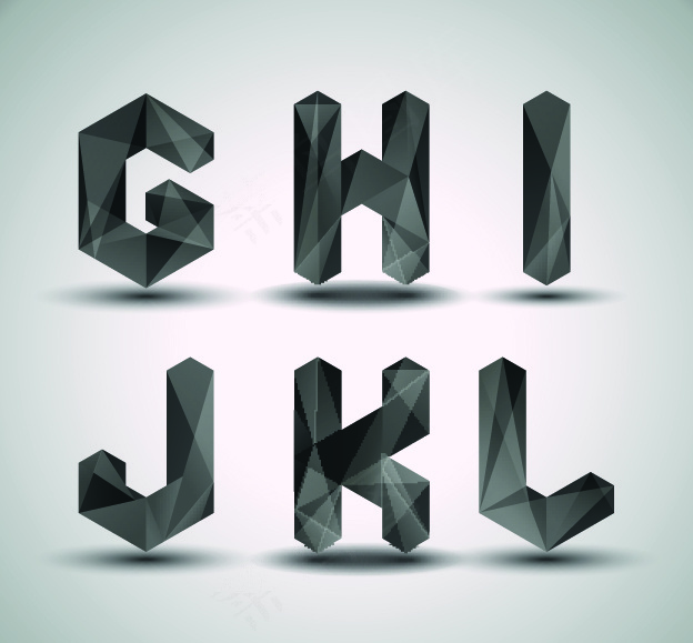 字母的黑色几何向量集03