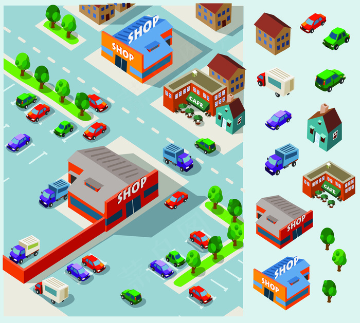 社区规划建筑设计矢量素材