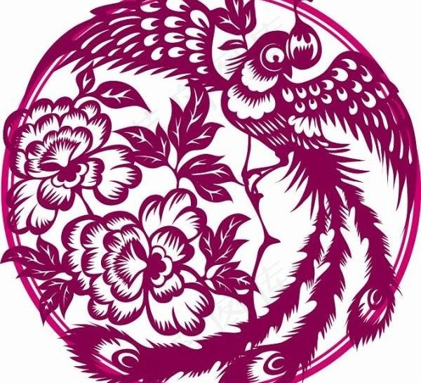 凤凰剪纸矢量矢量素材
