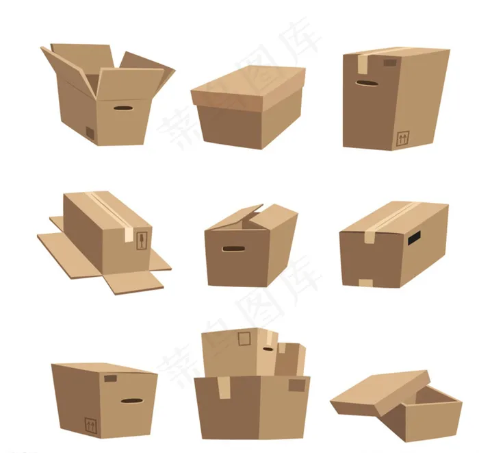 纸箱子矢量图片ai矢量模版下载
