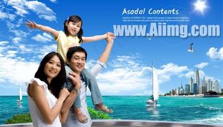 海边风情家庭生活PSD素材