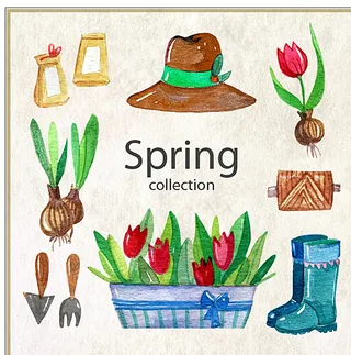 春天水彩元素图片