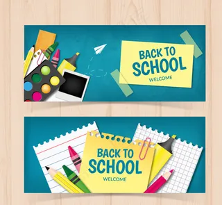 艺术元素的学校旗帜