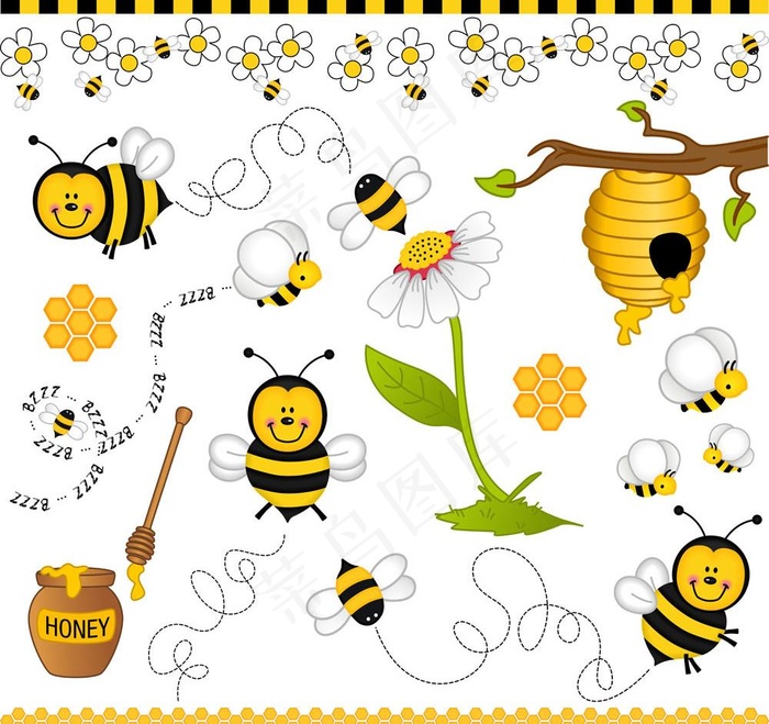 蜜蜂蜂蜜图片eps,ai矢量模版下载