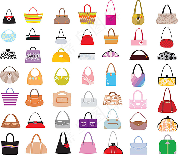 五颜六色的手袋矢量素材