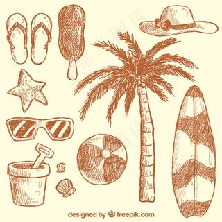 手绘夏季元素