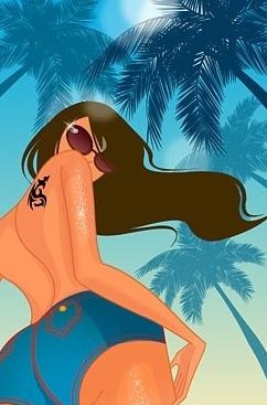 夏日性感女性矢量ai矢量模版下载
