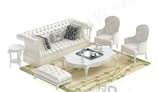 3D沙发茶几组合模型