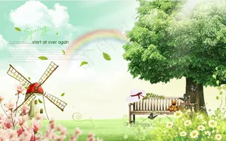 春天风景分层素材