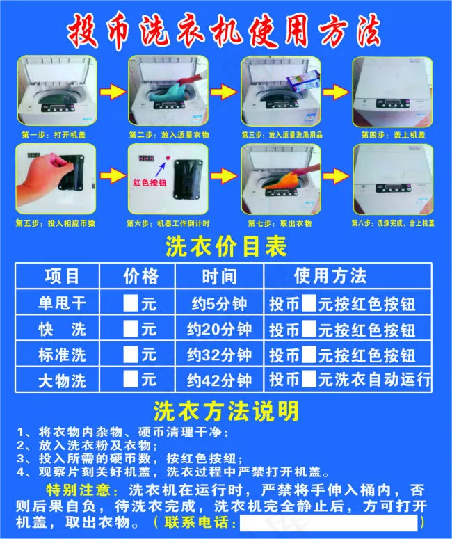 投币洗衣机使用方法cdr矢量模版下载