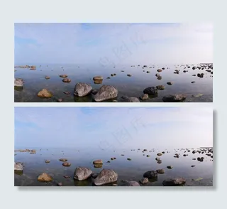 海滩石头风光景色图片