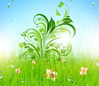 绿色花纹草地矢量素材二