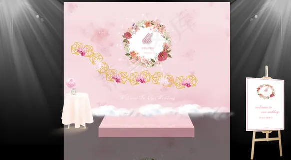 粉色婚礼迎宾区