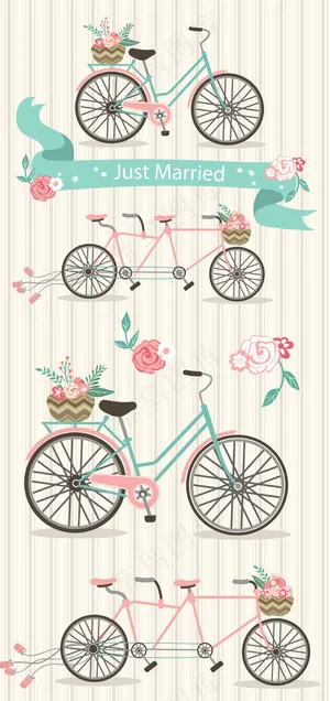 小清新自行车唯美创意设计元素