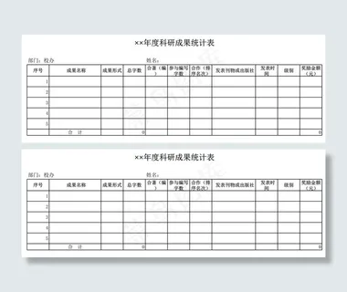 度科研成果统计表