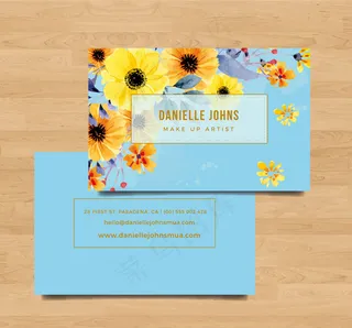 彩绘花卉商务名片正反面