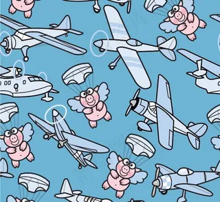 小飞猪与飞机图片