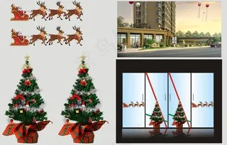圣诞橱窗圣诞老人圣诞树图片