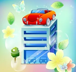 卡通汽车房屋图片