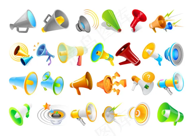 小喇叭  宣传标示  声音传播ai矢量模版下载