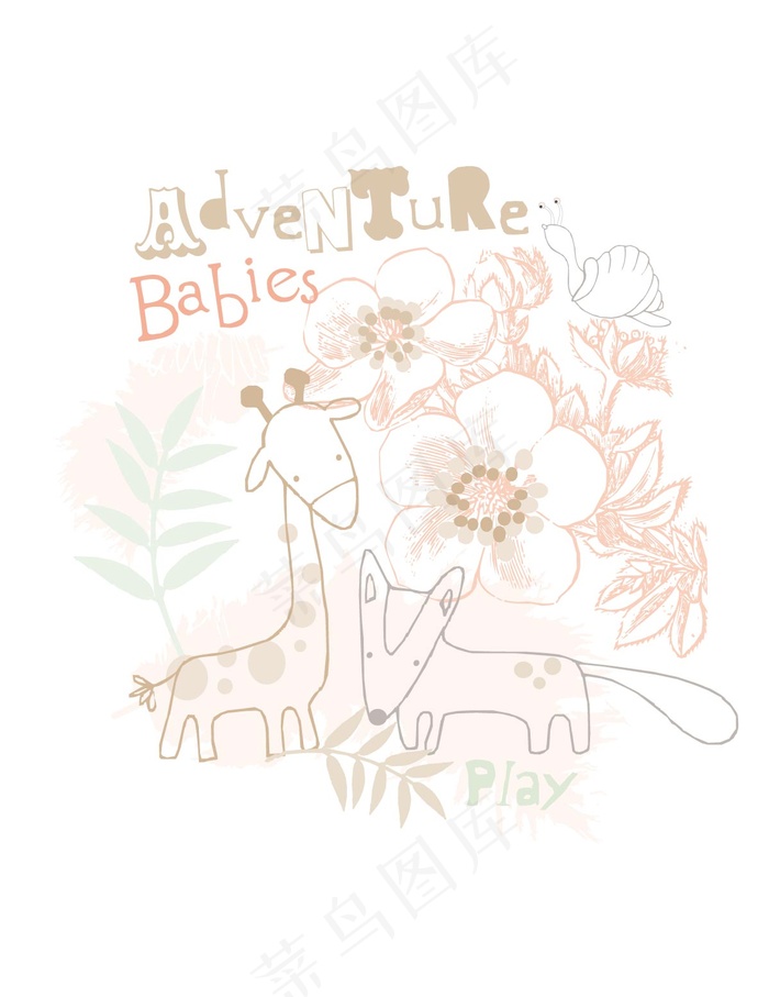 背景矢量可爱的长颈鹿